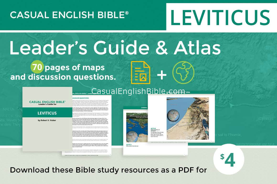Link to leader's guide, atlas, and charts for Leviticus Casual English Bible