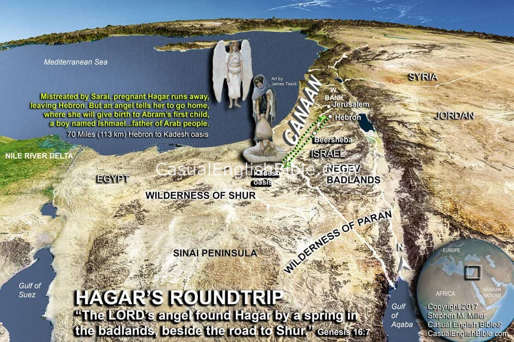 Map of Hagar's trip