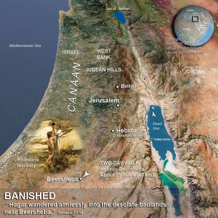 map of Hagar being sent away by Abraham map of Hagar being sent away by Abraham