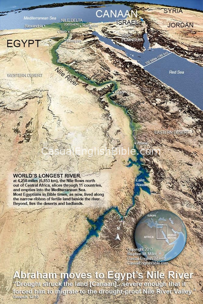 map of Nile River Valley, copyright Stephen M Miller