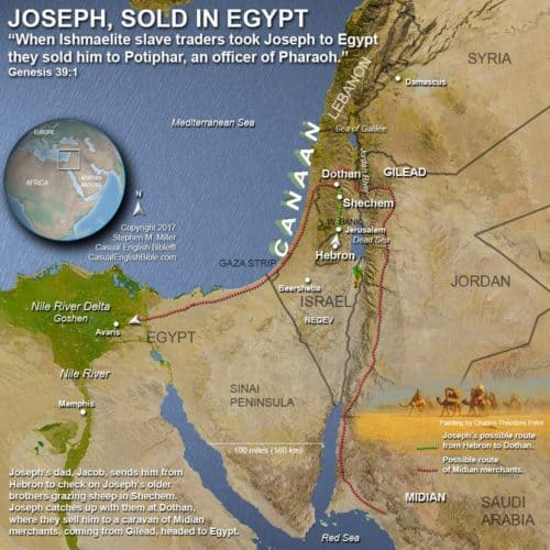 Map: Slave traders take Joseph to Egypt