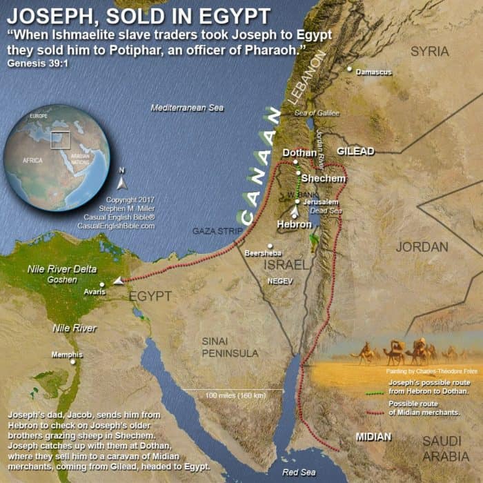 MAP OF JOSEPH'S TRIP TO SLAVERY IN EGYPT