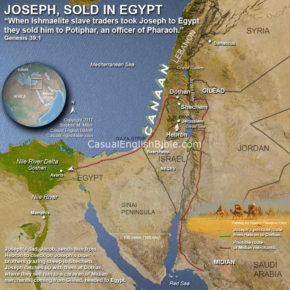 MAP OF JOSEPH'S TRIP TO SLAVERY IN EGYPT