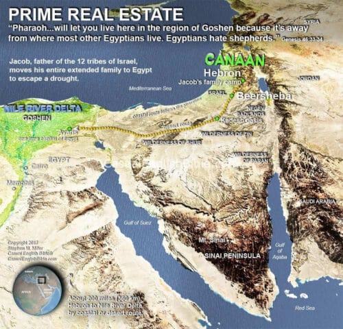 map of Jacob moving to Egypt, copyright Stephen M. Miller