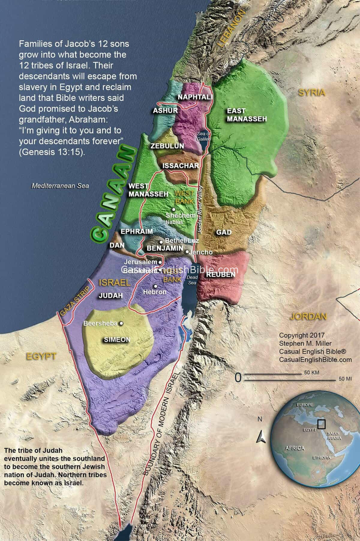 map of 12 tribes of Israel, copyright Stephen M Miller