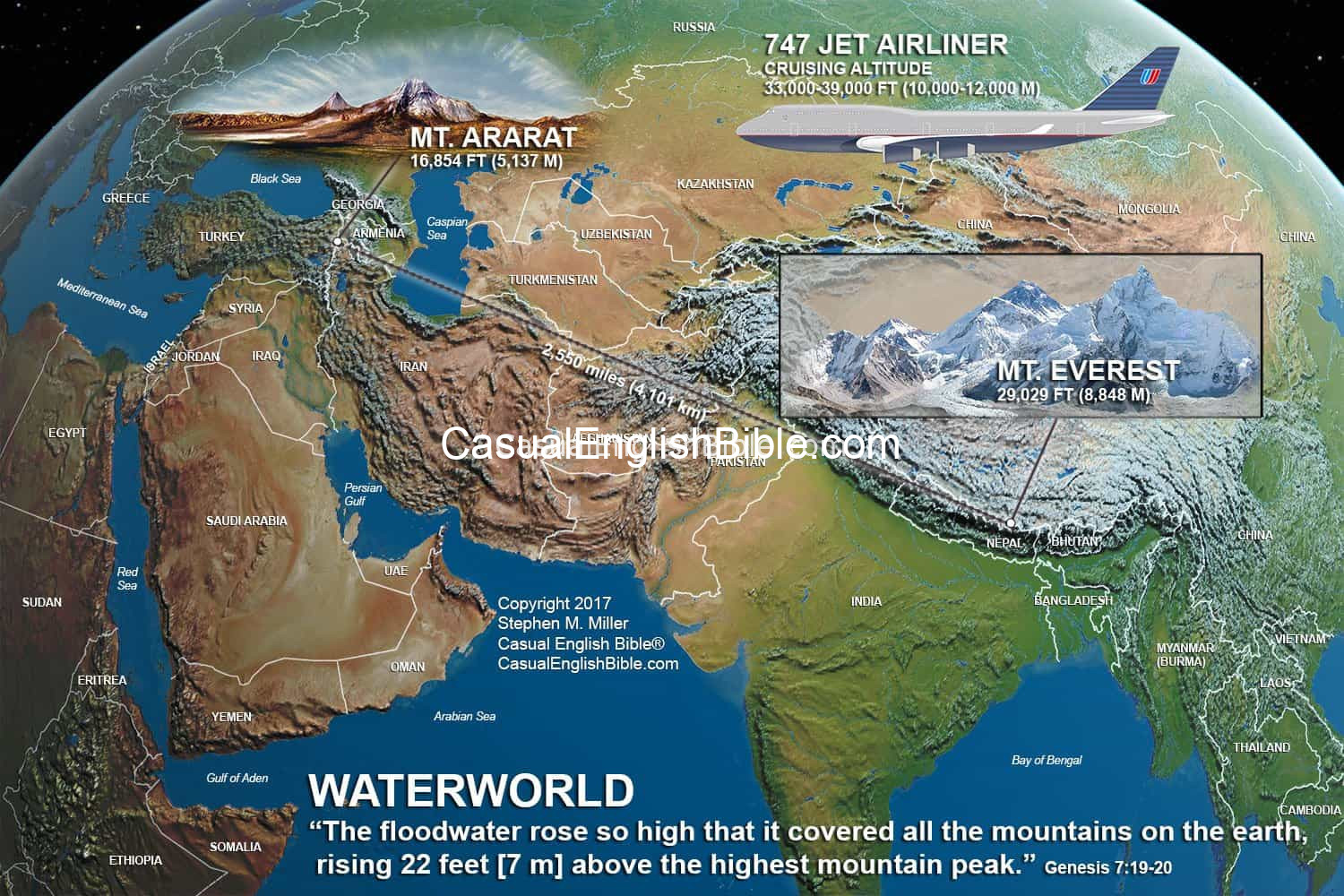 map showing height of Noah's Flood map showing height of Noah's Flood