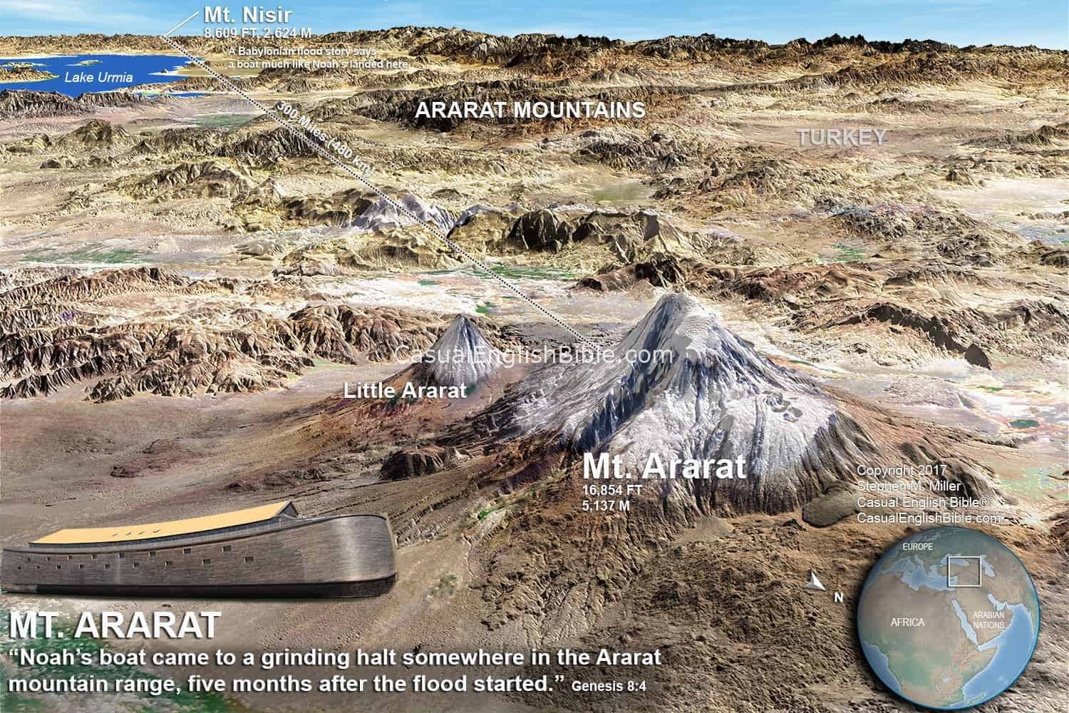 Map: Mt. Ararat in the Ararat mountains