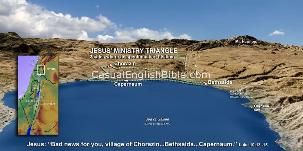 Matthew 3 Map Jesus curses three cities - Casual English Bible