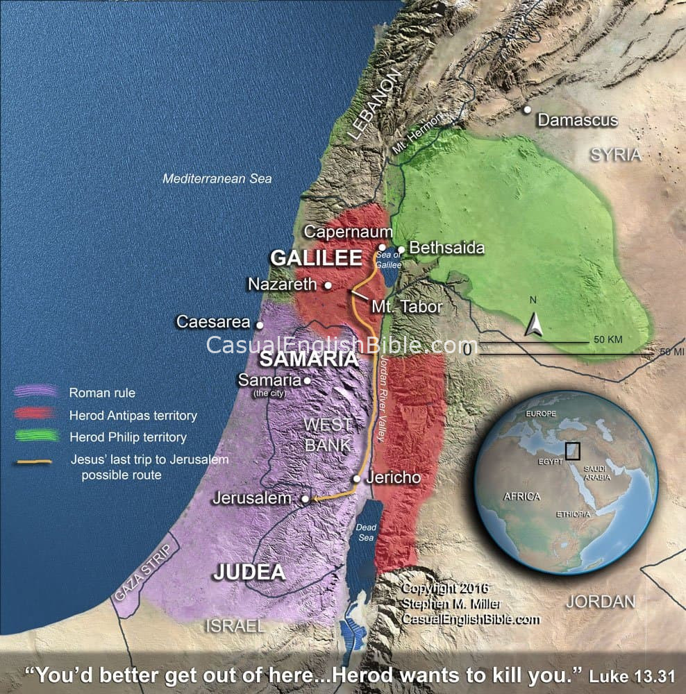 Map: Jesus leaves Galilee