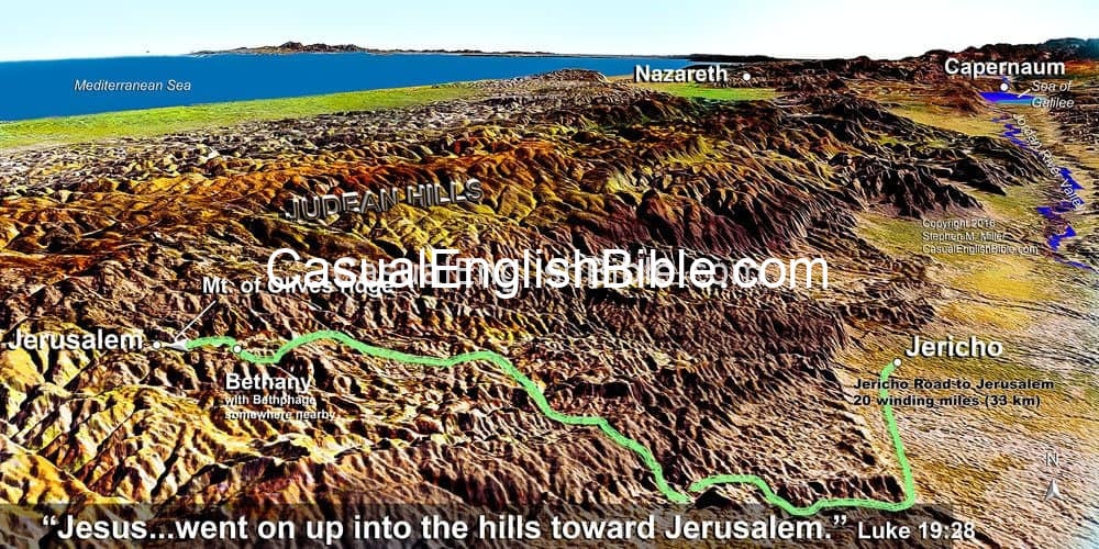 Map of road from Jericho to Jerusalem Map of road from Jericho to Jerusalem