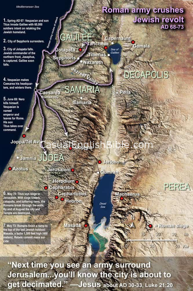 map of Roman invasion of Holy Land