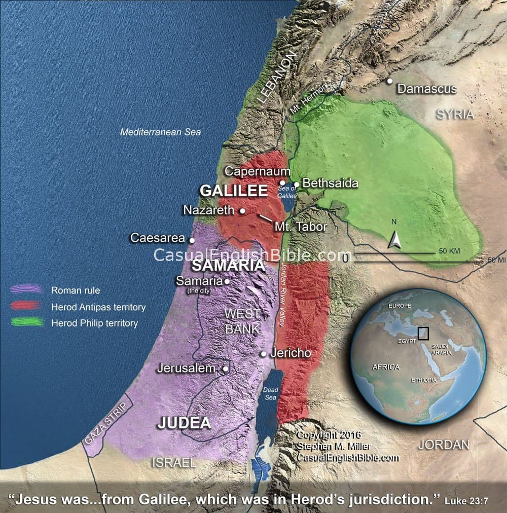 Map: Jesus on trial in Jerusalem