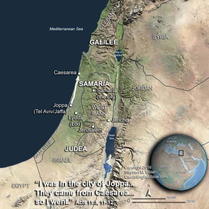 map of Philip in Joppa and Caesarea