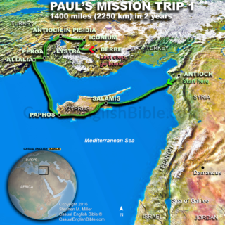 map of Paul’s first mission trip