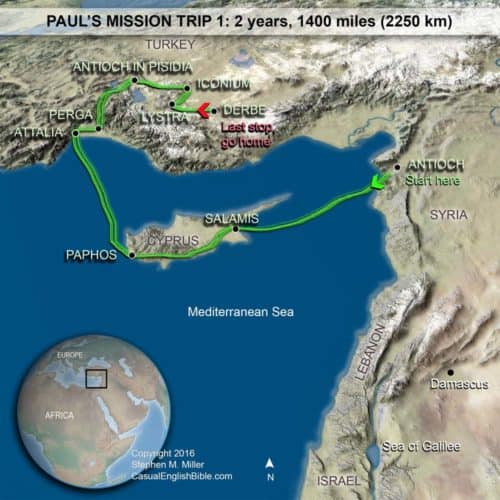 Map: Map of Paul’s mission trip 1