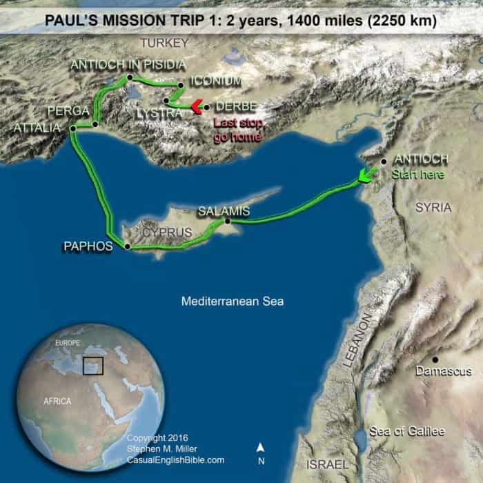 map of Paul’s first mission trip