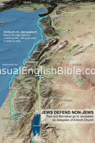 map of Paul and Barnabas travel to Jerusalem