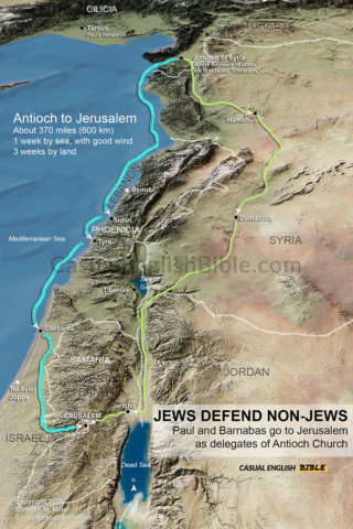 map of Paul and Barnabas travel to Jerusalem