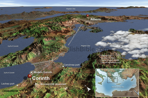map of Paul’s trip from Athens to Corinth