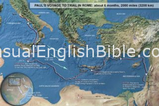 map of Paul’s shipwrecked voyage to Rome