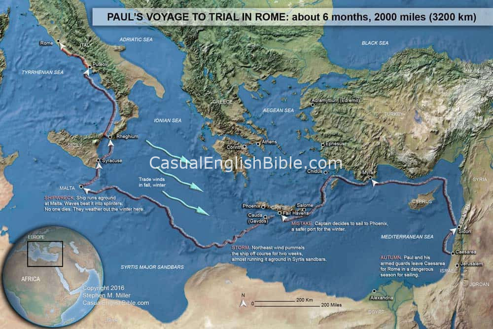 Map: Voyage to Rome for trial
