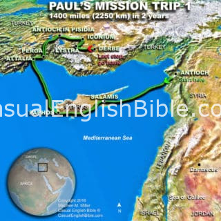 map of Paul's first mission trip