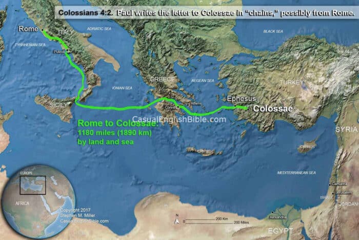 Cologne To Rome Map of route from Colossae to Rome - Casual English Bible