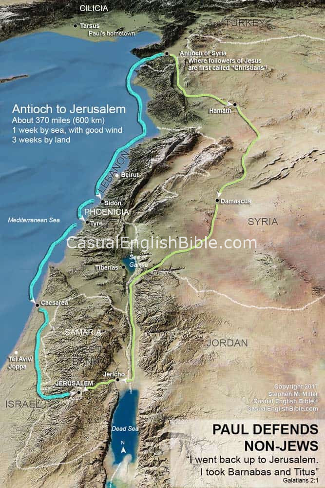 map of Paul’s trip to Jerusalem from Antioch