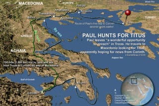 map of Paul in Corinth, Athens hunting Titus