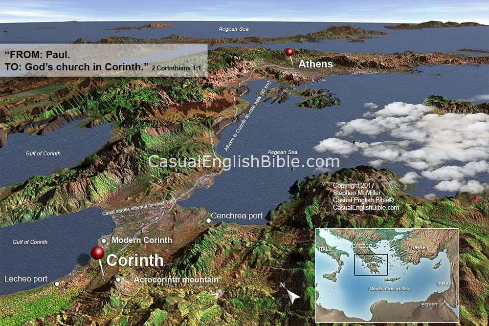 map of Corinth for 2 Corinthians 2 copyright Stephen M. Miller