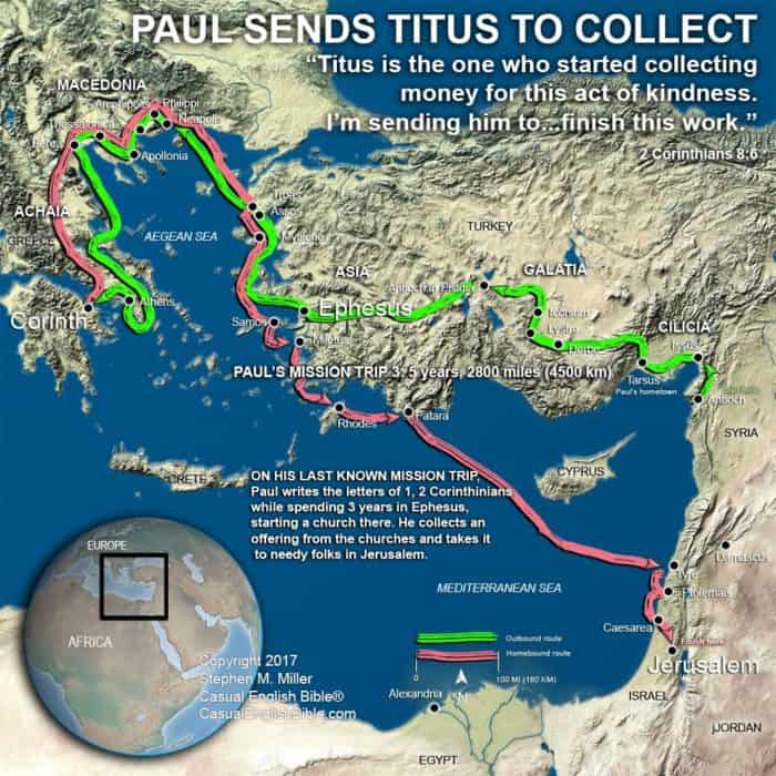 map of Paul's 2nd mission trip, copyright Stephen M. Miller