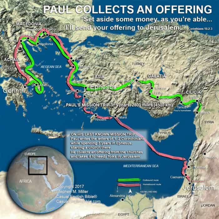 map of Paul's last mission trip, copyright Stephen M. Miller