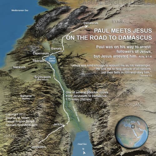 Map: Paul meets Jesus