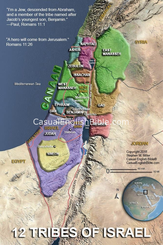 Map: 12 Tribes of Israel
