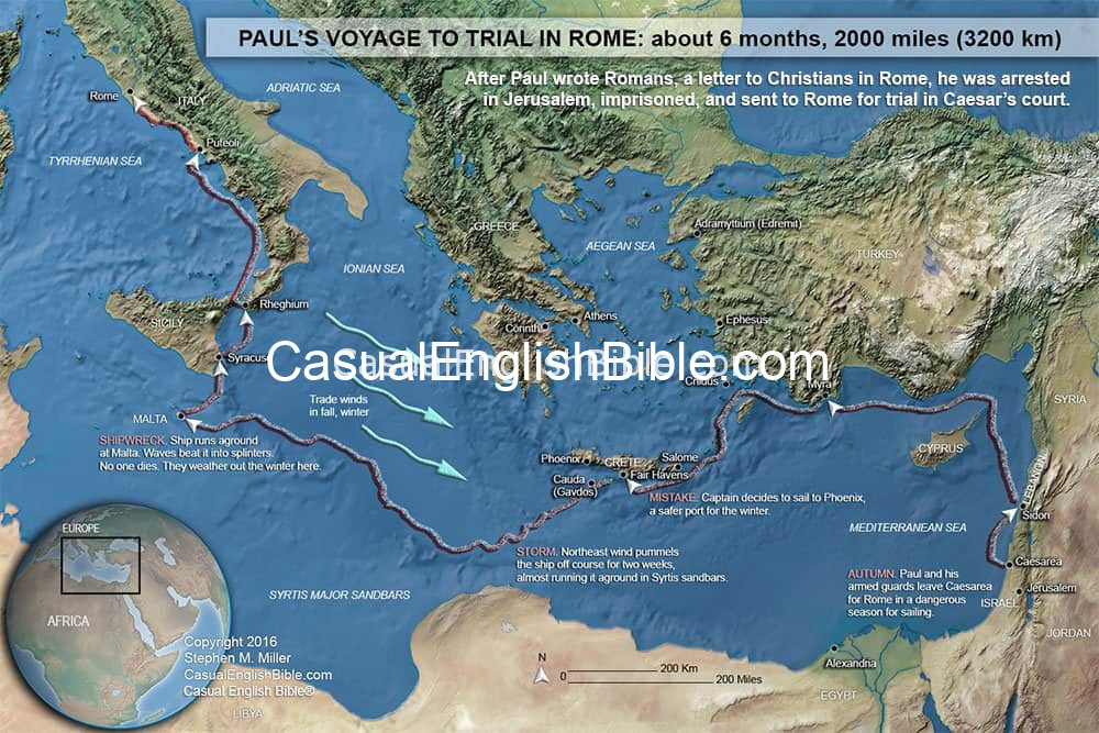 map of Paul's voyage to Rome map of Paul's voyage to Rome