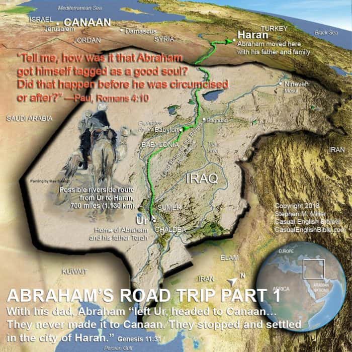 Map of Abraham leaving Ur for Haran