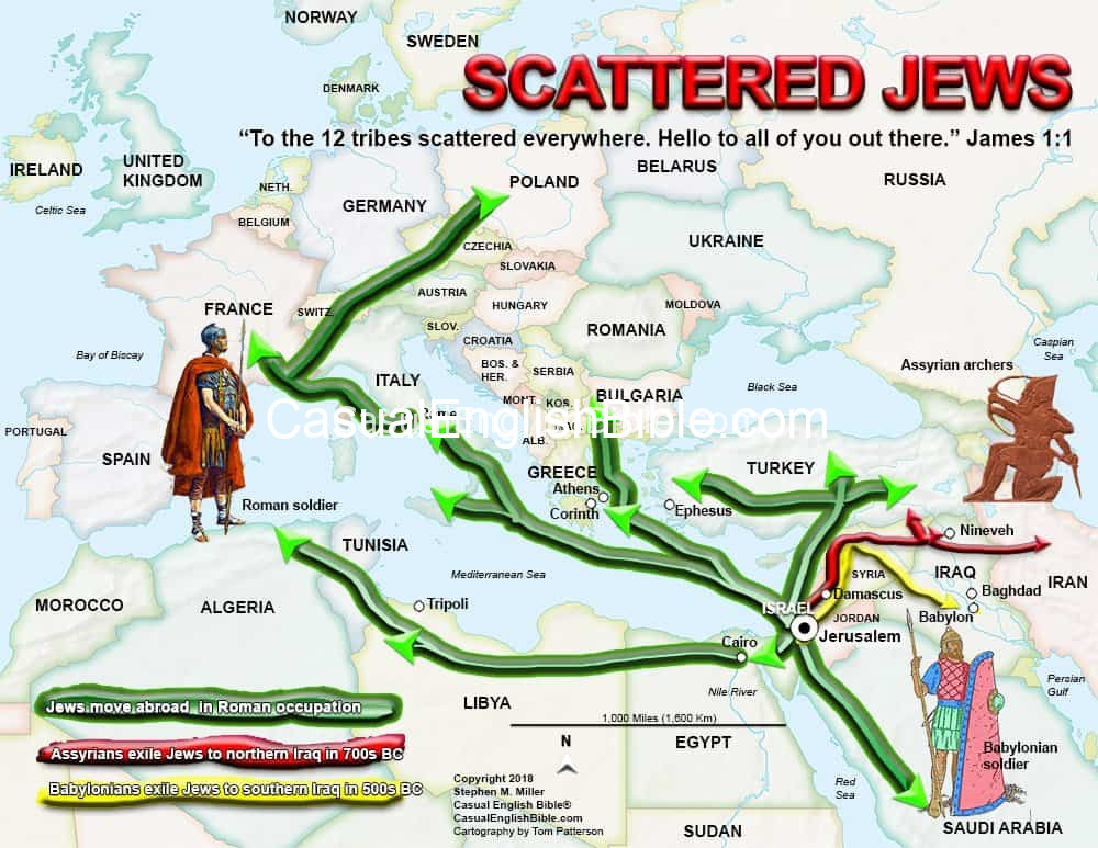 Map of Diaspora - Scattered Jews Map of Diaspora - Scattered Jews