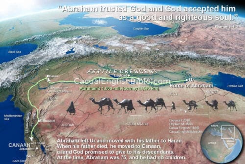 Abraham moves to Canaan, from Iraq to Israel