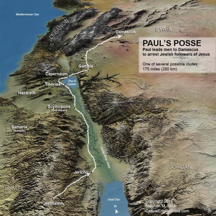 map of Paul's trip to Damascus