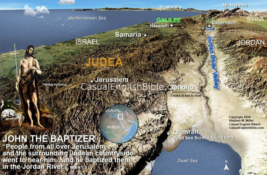 map of territory where John the Baptist preached