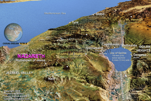 map of Nazareth in 3D style for The Casual English Bible