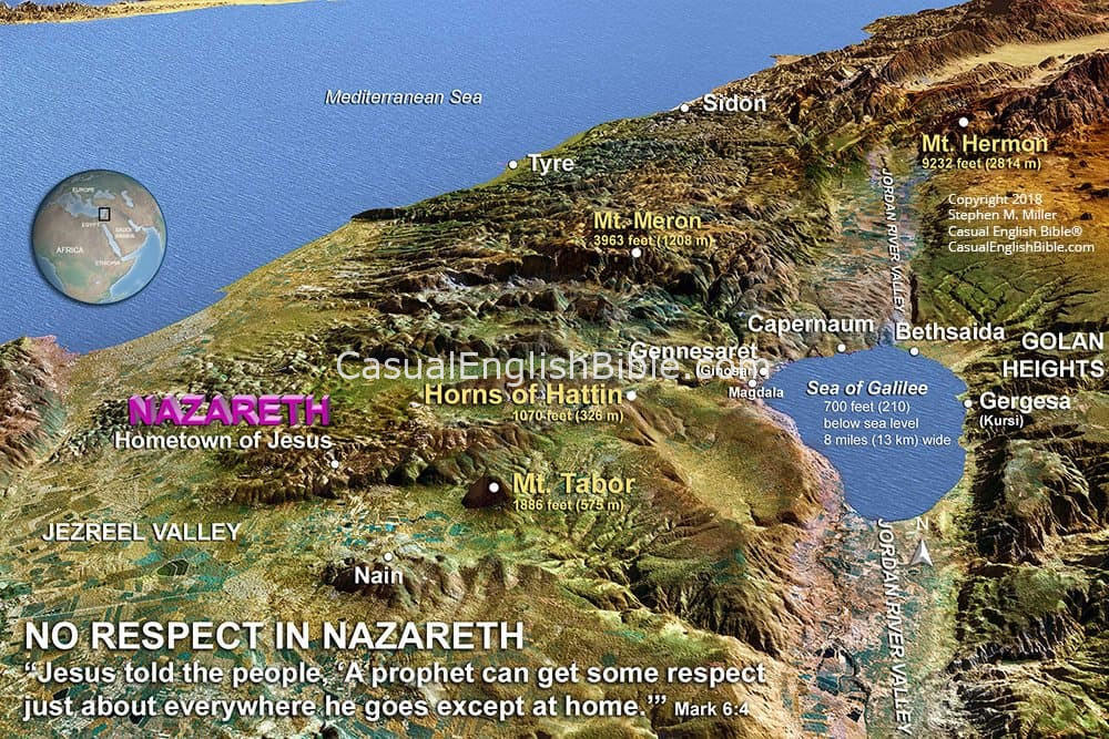 Map: Nazareth, hometown of Jesus