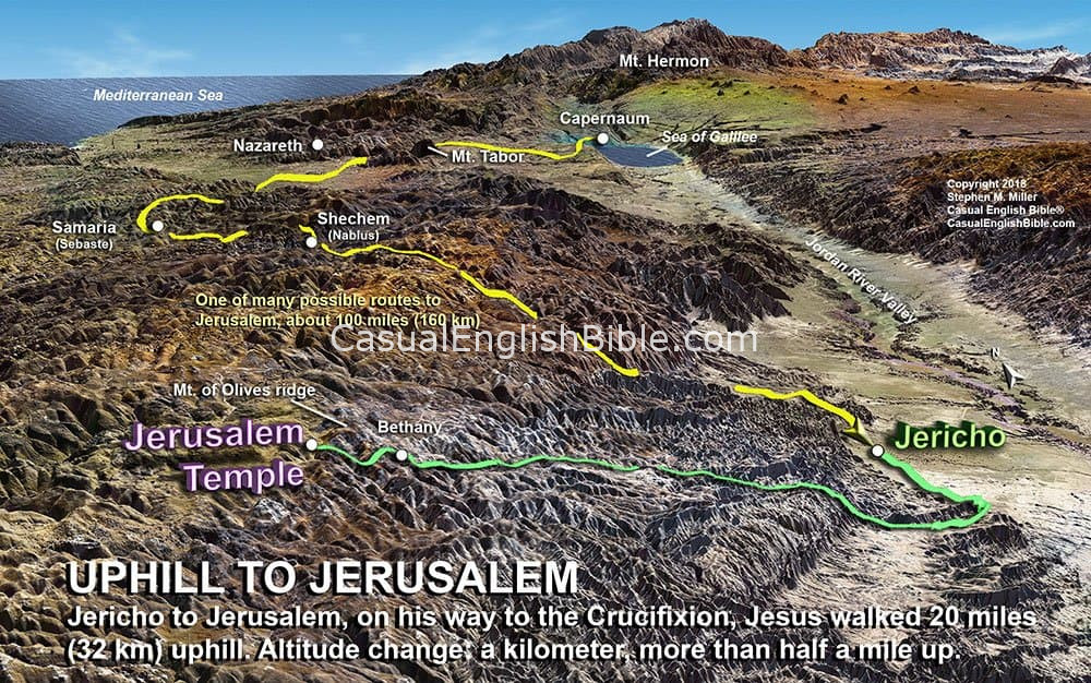 map of road from Jericho to Jerusalem copyright Stephen M Miller