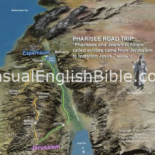 map of route Pharisees may have taken to Capernaum to see Jesus