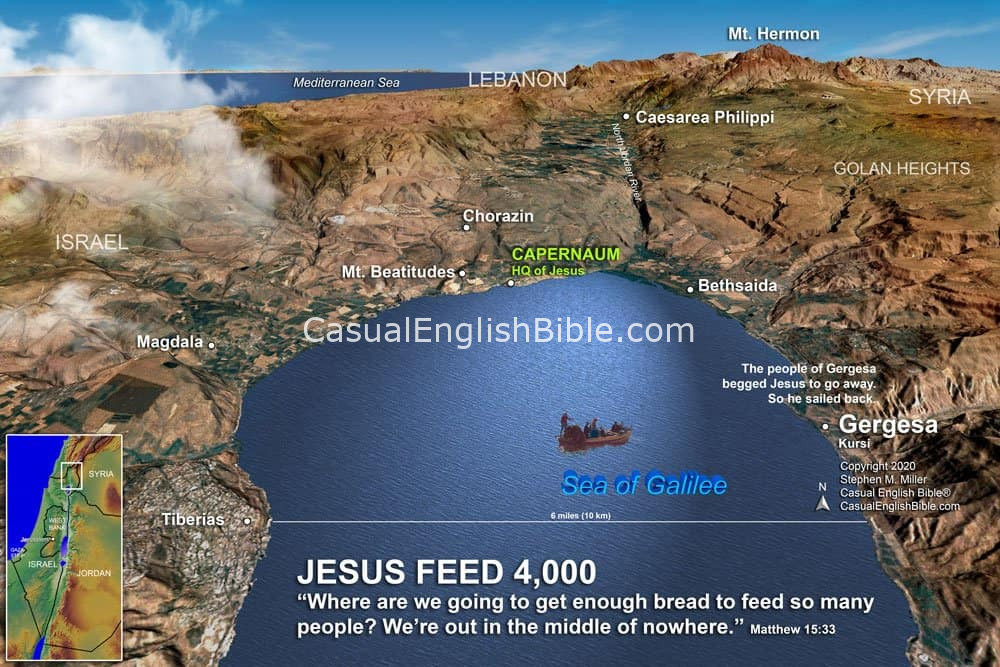 map of Jesus feeding 4000 by the Sea of Galilee - Casual English Bible