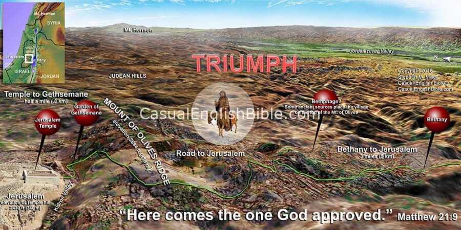 map of road from Bethany to Jerusalem
