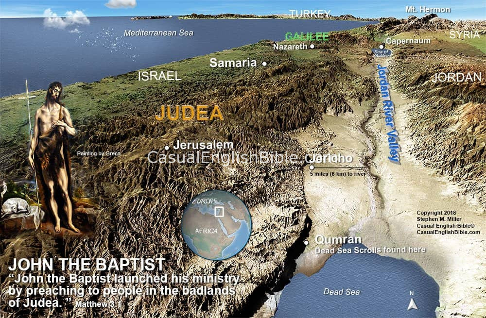 map of John the Baptist preaching area