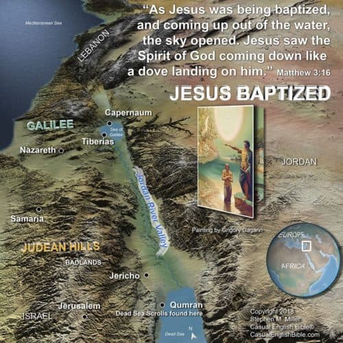 Map: John baptizes Jesus