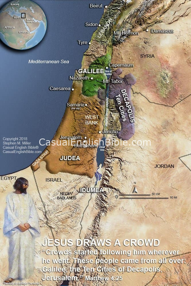 map of Israel and Decapolis in time of Jesus