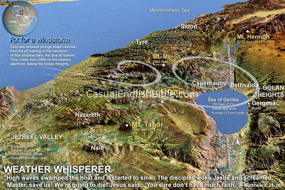 map of storms on Sea of Galilee